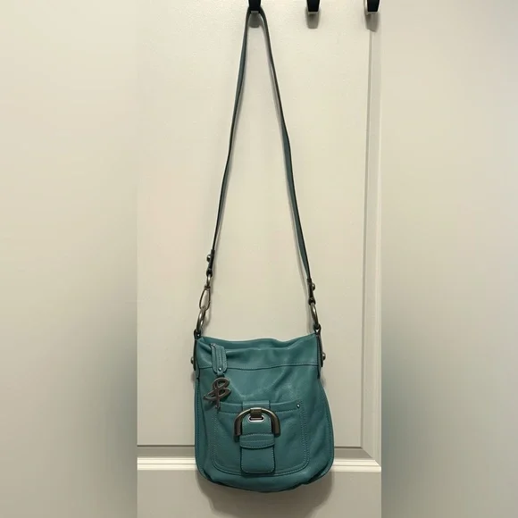 B. Makowsky Aqua Shoulder Bag with Silver Accents - Picture 4 of 8